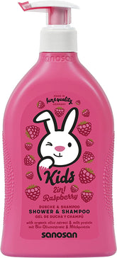 SANOSAN KIDS SHAMPOO AND SHOWER GEL WITH RASPBERRY SCENT 400 ML